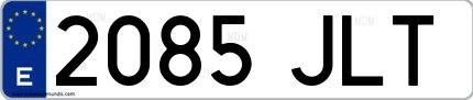 Ejemplo de matrícula española 2085 JLT