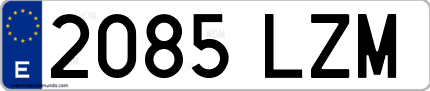 Ejemplo de matrícula de coche ordinaria 2085 LZM