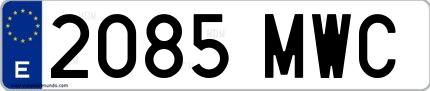 Ejemplo de matrícula española 2085 MWC