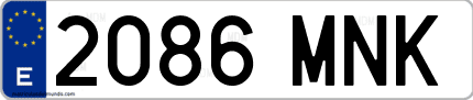 Ejemplo de matrícula de coche ordinaria 2086 MNK