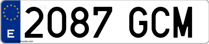 Ejemplo de matrícula de coche ordinaria 2087 GCM
