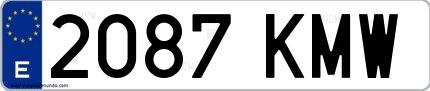 Ejemplo de matrícula española 2087 KMW
