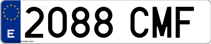 Ejemplo de matrícula de coche ordinaria 2088 CMF
