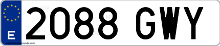 Ejemplo de matrícula de coche ordinaria 2088 GWY