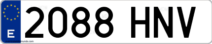 Ejemplo de matrícula de coche ordinaria 2088 HNV