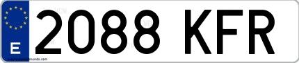 Ejemplo de matrícula española 2088 KFR