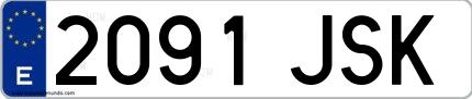 Ejemplo de matrícula española 2091 JSK