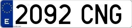 Ejemplo de matrícula española 2092 CNG