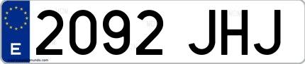 Ejemplo de matrícula española 2092 JHJ