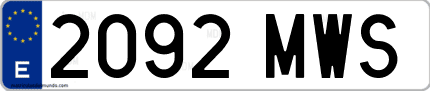 Ejemplo de matrícula de coche ordinaria 2092 MWS