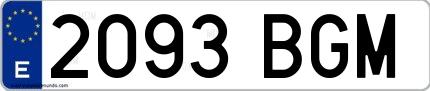 Ejemplo de matrícula española 2093 BGM
