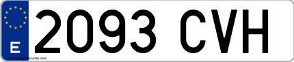 Ejemplo de matrícula de coche ordinaria 2093 CVH