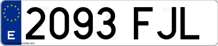 Ejemplo de matrícula de coche ordinaria 2093 FJL