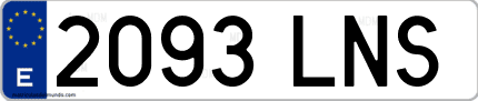 Ejemplo de matrícula de coche ordinaria 2093 LNS