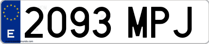 Ejemplo de matrícula de coche ordinaria 2093 MPJ