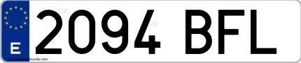 Ejemplo de matrícula española 2094 BFL