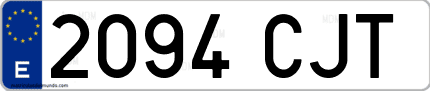 Ejemplo de matrícula de coche ordinaria 2094 CJT