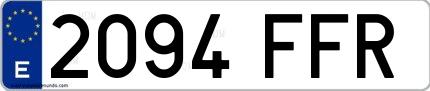 Ejemplo de matrícula española 2094 FFR
