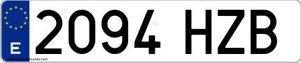 Ejemplo de matrícula española 2094 HZB