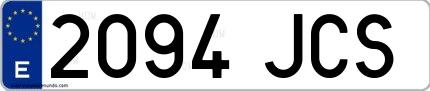 Ejemplo de matrícula española 2094 JCS