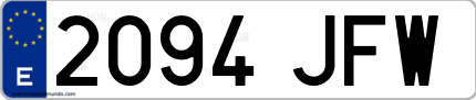 Ejemplo de matrícula de coche ordinaria 2094 JFW