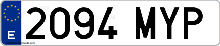 Ejemplo de matrícula de coche ordinaria 2094 MYP