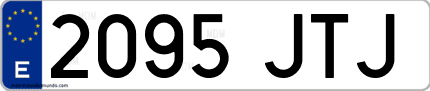 Ejemplo de matrícula de coche ordinaria 2095 JTJ
