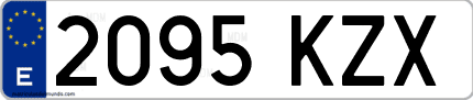 Ejemplo de matrícula de coche ordinaria 2095 KZX