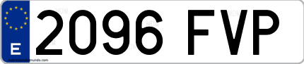 Ejemplo de matrícula de coche ordinaria 2096 FVP