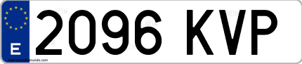 Ejemplo de matrícula de coche ordinaria 2096 KVP
