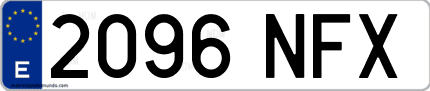 Ejemplo de matrícula de coche ordinaria 2096 NFX