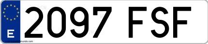 Ejemplo de matrícula española 2097 FSF