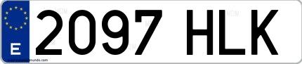 Ejemplo de matrícula española 2097 HLK