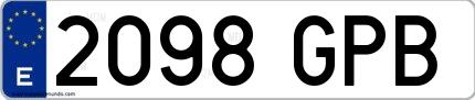 Ejemplo de matrícula española 2098 GPB