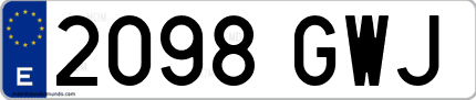 Ejemplo de matrícula de coche ordinaria 2098 GWJ