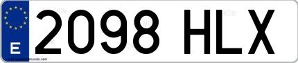 Ejemplo de matrícula española 2098 HLX