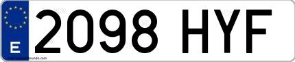 Ejemplo de matrícula española 2098 HYF