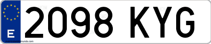 Ejemplo de matrícula de coche ordinaria 2098 KYG