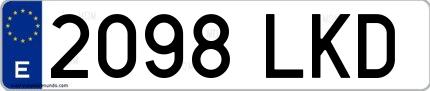Ejemplo de matrícula española 2098 LKD