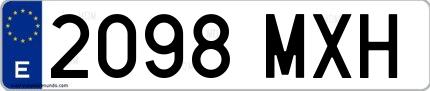 Ejemplo de matrícula española 2098 MXH