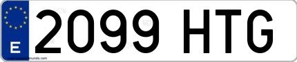 Ejemplo de matrícula española 2099 HTG