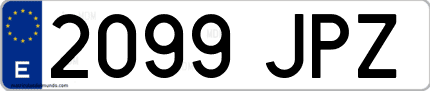 Ejemplo de matrícula de coche ordinaria 2099 JPZ
