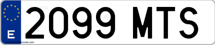 Ejemplo de matrícula de coche ordinaria 2099 MTS