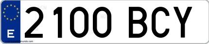 Ejemplo de matrícula española 2100 BCY