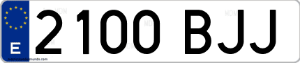 Ejemplo de matrícula de coche ordinaria 2100 BJJ