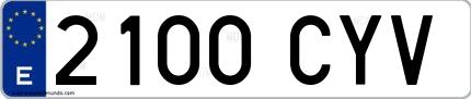 Ejemplo de matrícula española 2100 CYV