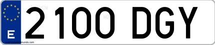 Ejemplo de matrícula española 2100 DGY