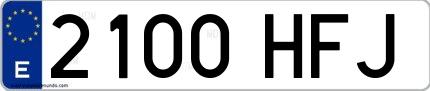 Ejemplo de matrícula española 2100 HFJ