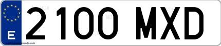 Ejemplo de matrícula española 2100 MXD