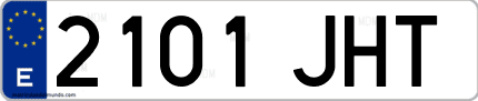 Ejemplo de matrícula de coche ordinaria 2101 JHT